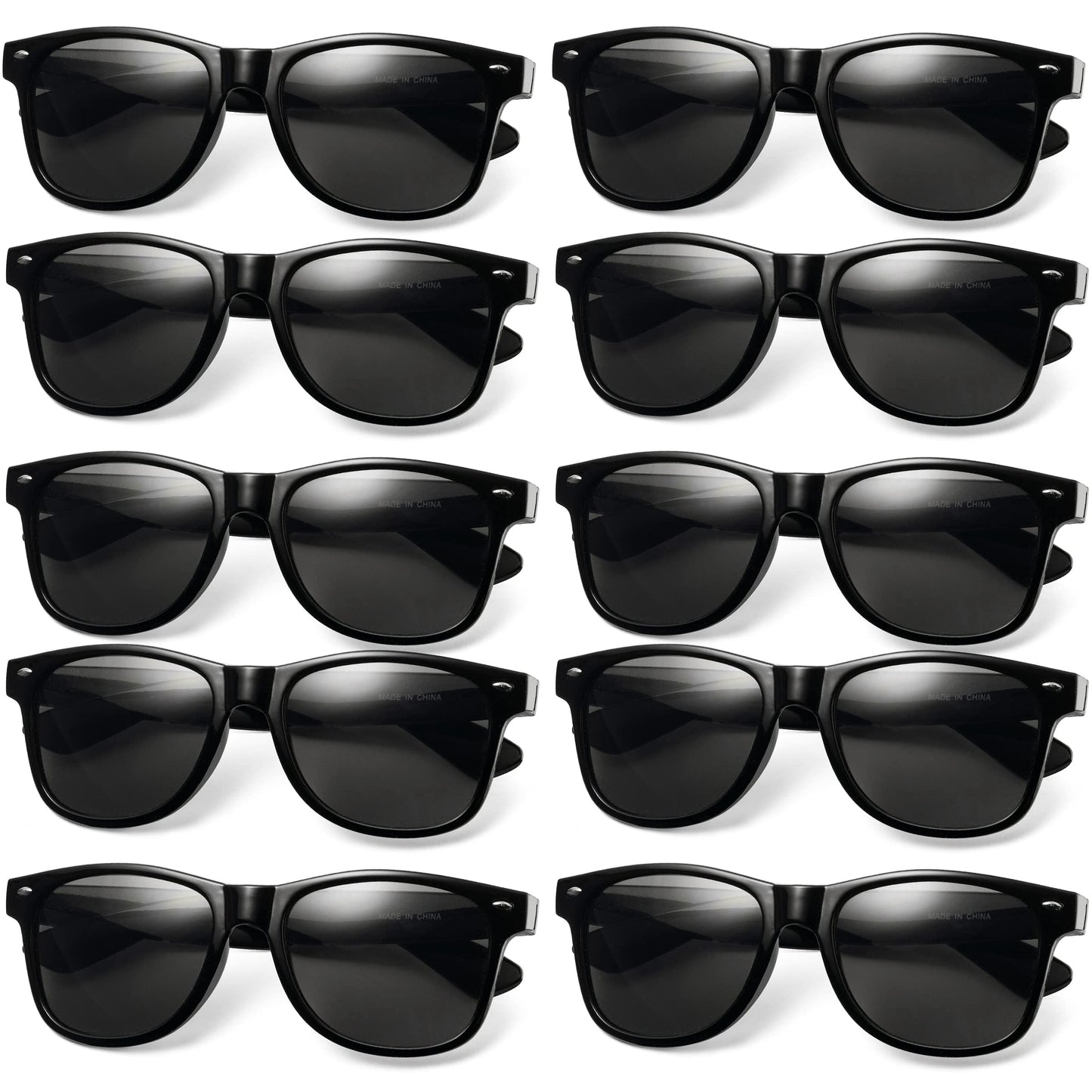 Black Sunglasses Bulk - (Pack of 48) Premium Retro Party Sunglasses for Birthdays, Weddings, Bachelorette, Bachelor, Photo Booth Prop Eyewear Shades - Adult or Kids Unisex Black Party Decorations