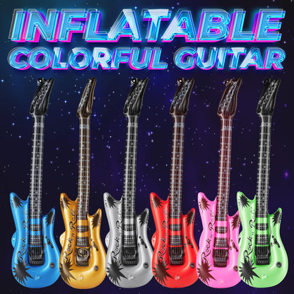 Bedwina Inflatable Guitars for Kids - (Pack of 48) 36-inch Neon Blow Up Guitar Instruments, Party Favors, Giveaways, DJ-Props, Photo-Booth, Birthdays, Rock Star, Rock and Roll Party Decorations
