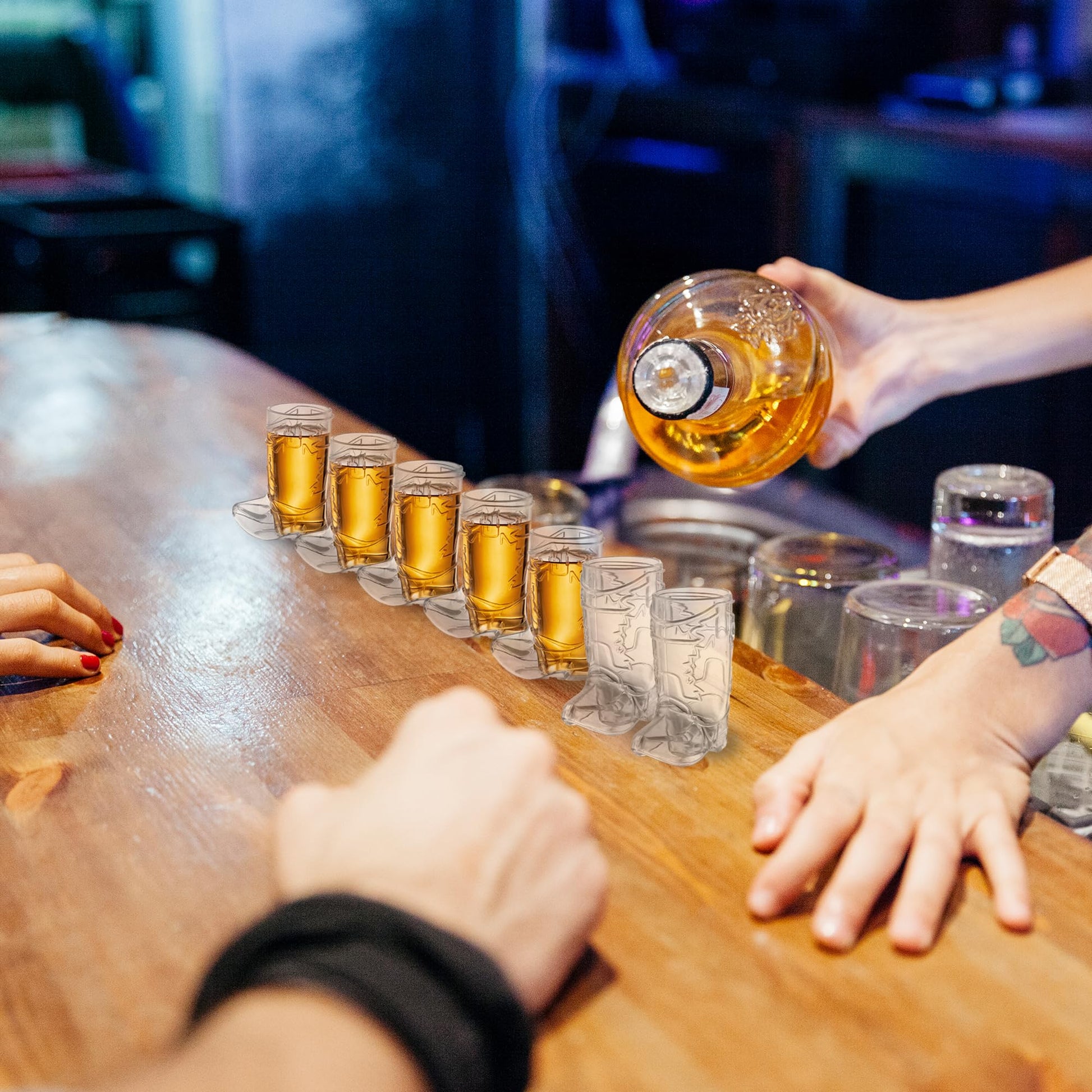 Cowboy Boot Shot Glasses - (Bulk Pack of 72) Mini Reusable and Disposable Clear Plastic Shot Glass Cups for Themed Birthday Parties Decorations and Cowboy Bachelorette Party Favors, Holds 1oz