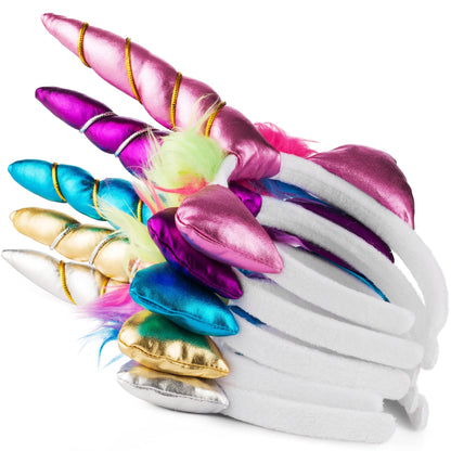 Unicorn Collection - Sparkly Flexible Unicorn Horns, Party Hats for Girls, Kids' Birthday Party Supplies (Pack of 12)