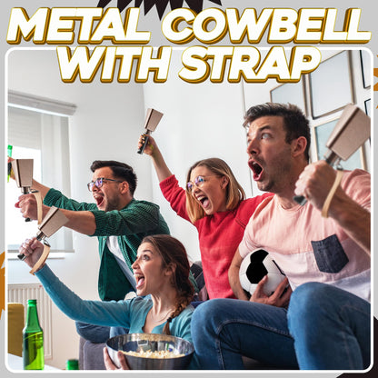 Steel Cow Bell Loud Cheering Noise Makers for Sporting Events, Cowbell with Handle For Football Games, School Spirit, Rallies & Celebrations - Large Cow Bells Copper Matel Percussion Music Instrument