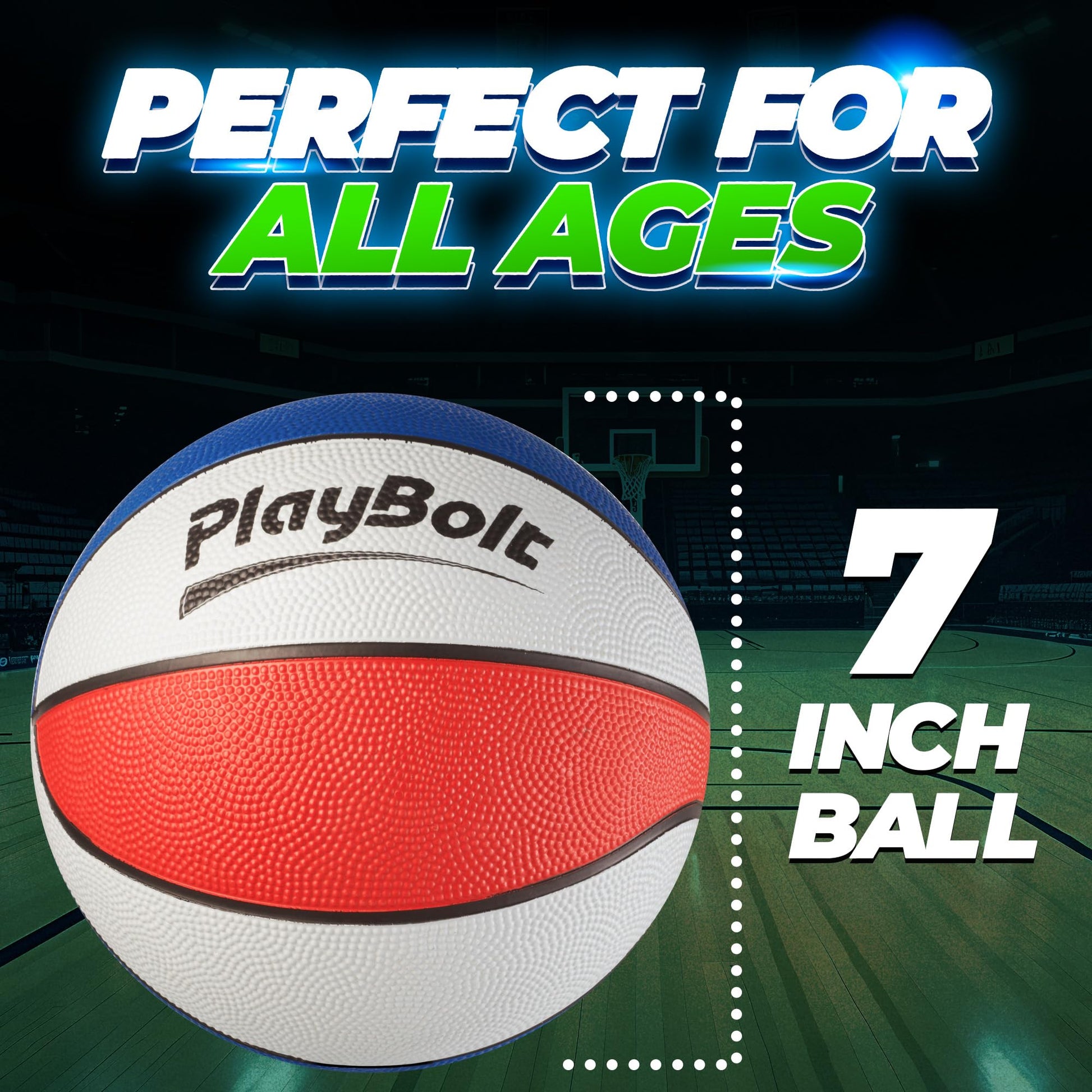 Size 3 Mini Basketballs (Pack of 3) - 7-Inch Premium Red, White & Blue Youth Rubber Basketballs with Hand Pump for Kids, Indoor Over-the-Door Hoops, Backyard Pools, Arcade Games, Training and Practice
