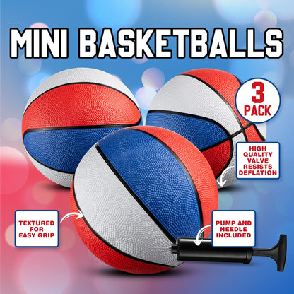 Bedwina Rubber Mini Basketball Balls for Kids 7 Inch, Size 3 Pack of 3 - Pool Basketball for Mini Hoop Outdoor & Indoor