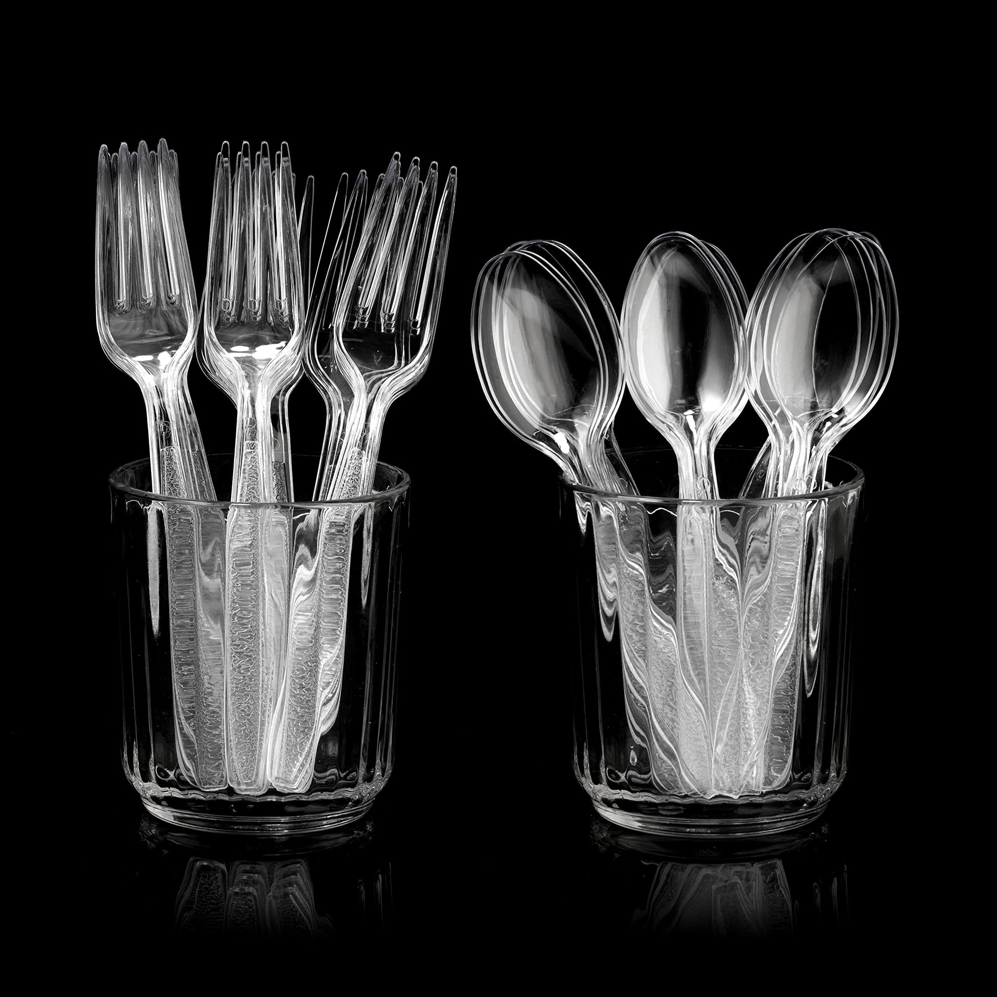 Plastic Forks and Spoons Set - (Bulk Pack 360 Pcs) Clear Plastic Cutlery Utensils Heavy Duty, 180 Forks and 180 Spoons, Silverware Sets for Party Supplies, Dinners, Take-Out, Catering, Food Services