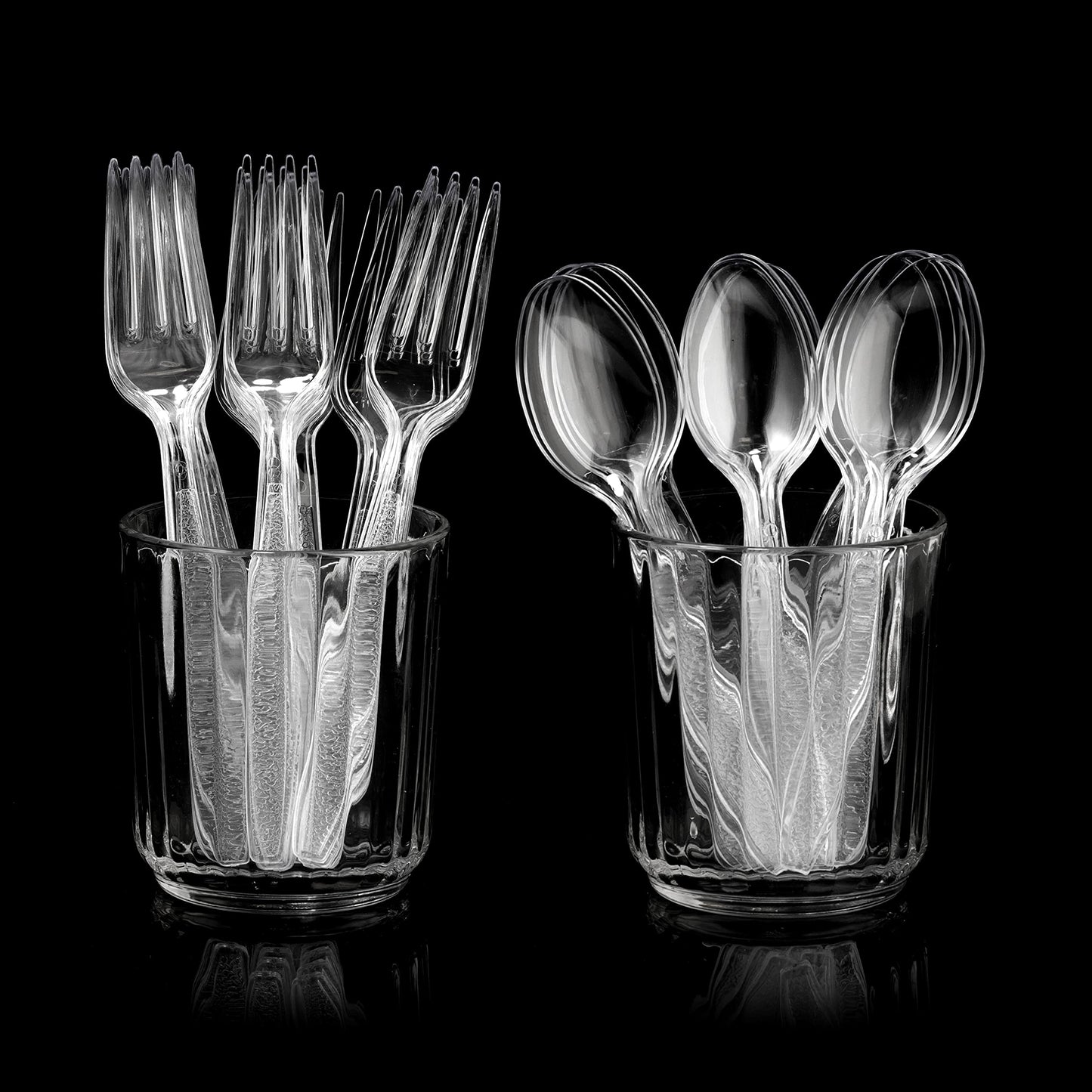 Clear Plastic Cutlery Set - (Bulk Case Pack of 1440 Pcs) Plastic Utensils Heavy Duty, 720 Forks and 720 Spoons, Silverware Sets for Party Supplies, Dinners, Take-Out, Catering, Food Services