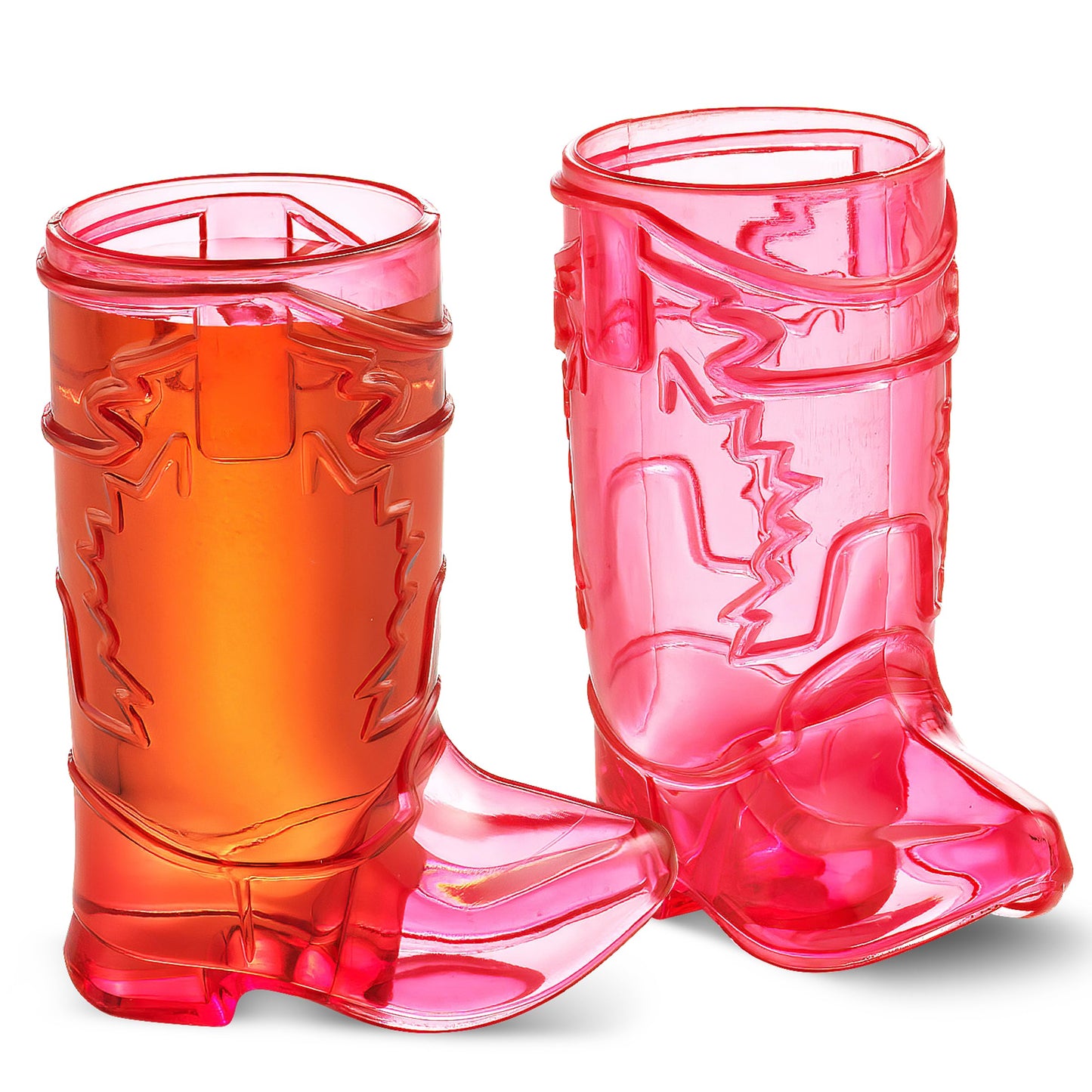 JoyServe 24 Mini Boot Shot Glasses, 1 oz Reusable and Disposable Pink Plastic Shot Cups, for Cowboy Cowgirl Themed Parties, Decorations, Bachelorette Party Favors, Pink
