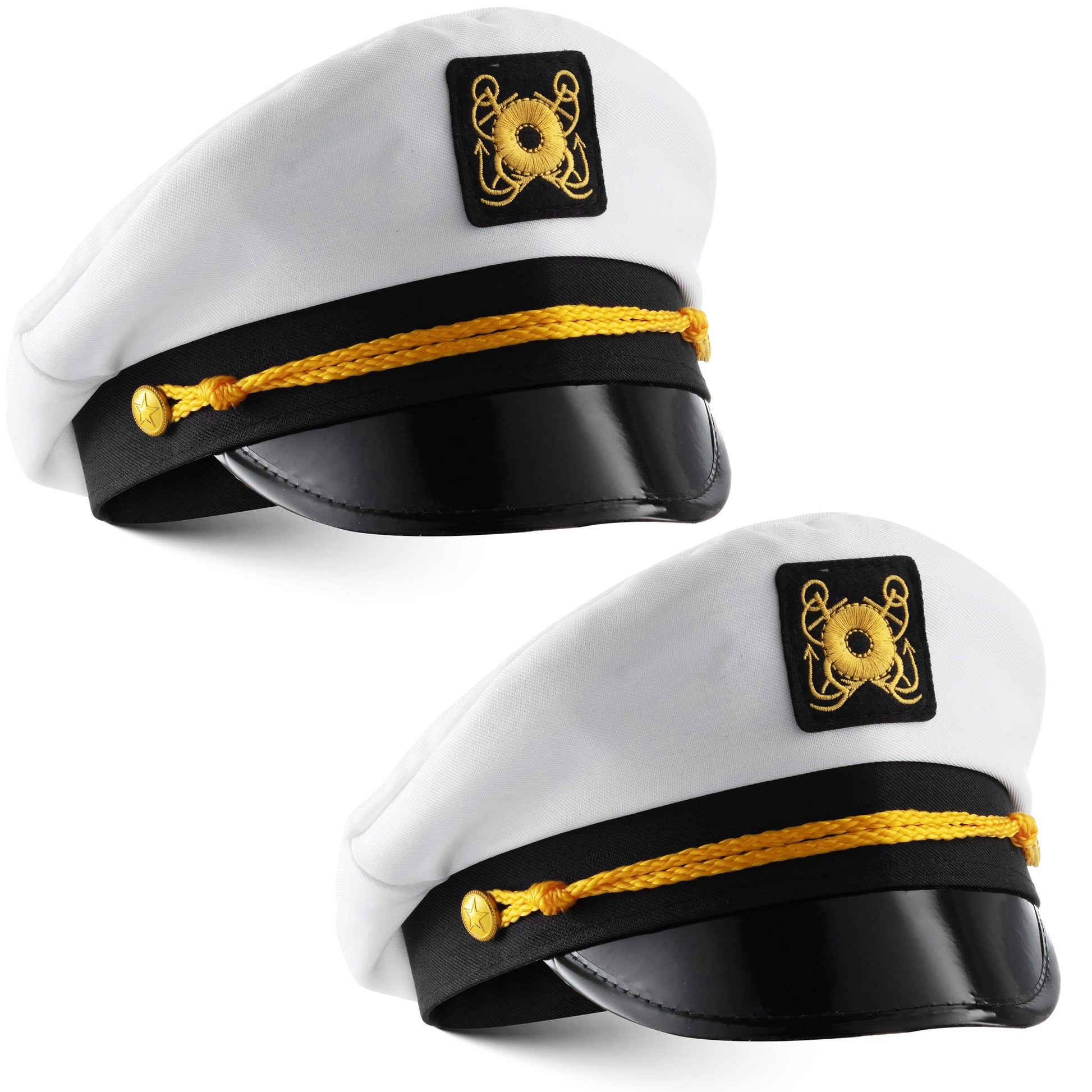 Bedwina Yacht Captain Hat - (Pack of 2) Adult Cruise Ship Nautical Admiral Sailor Navy Cap