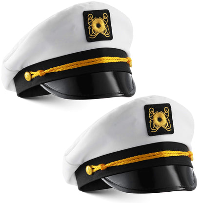 Bedwina Yacht Captain Hat - (Pack of 2) Adult Cruise Ship Nautical Admiral Sailor Navy Cap