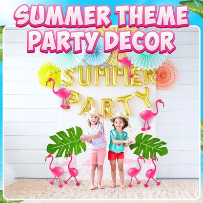Inflatable Flamingo Party Decorations - (Pack of 3) 28" Tall Large PVC Flamingo Animal Blow-Up Pool Toy for Kids - Summer Outdoor Backyard & Tropical Hawaiian Luau BBQ Party Decor