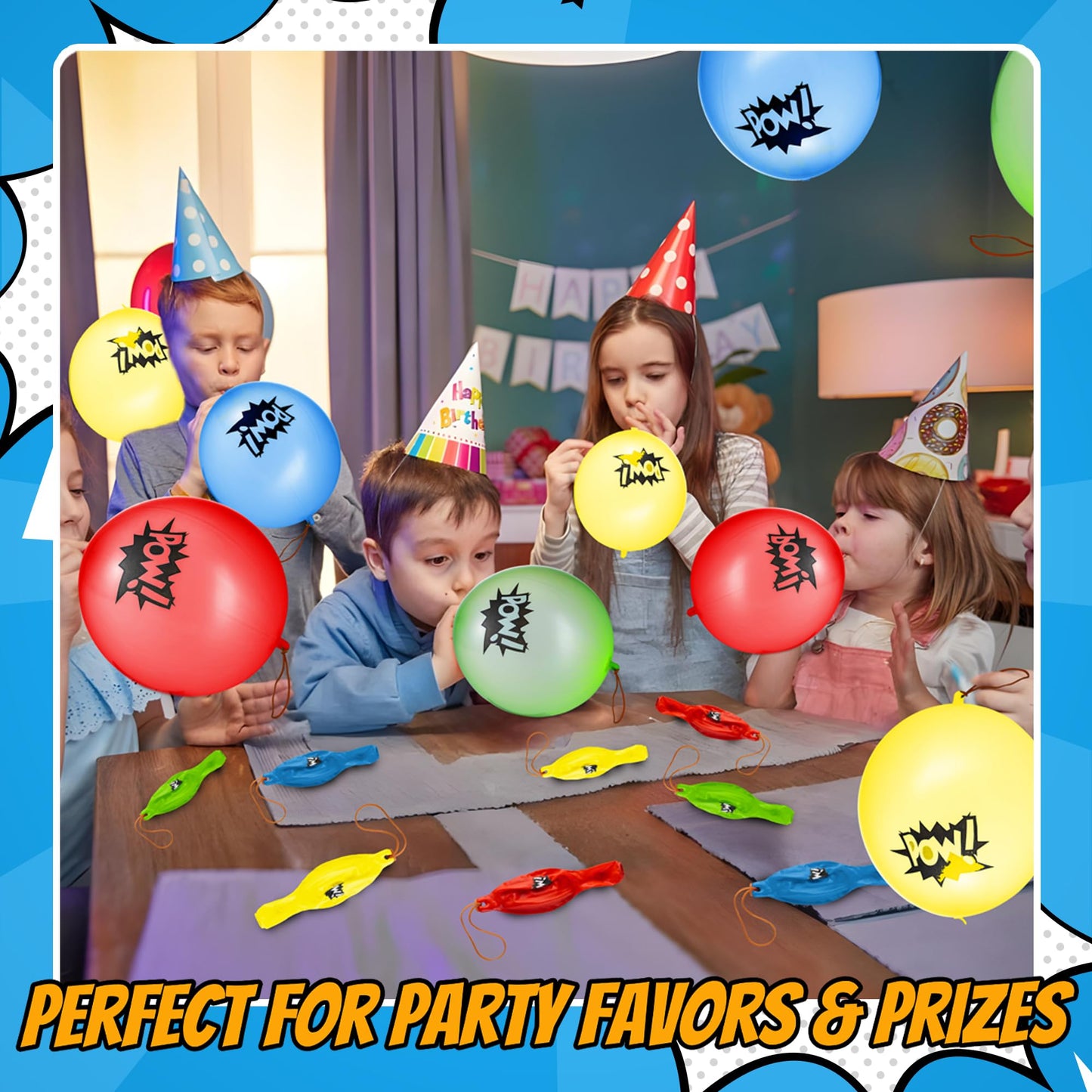 Superhero Punch Balloons - Pack of 72 Bulk, Large Punching Balloons for Kids, Inflatable Punch Balls for Carnival Prizes, Goodie Bag Stuffers for Kids, Superhero Theme Birthday Party Favors Toys