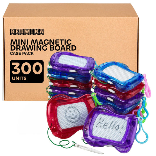Mini Magnetic Drawing Board for Kids - (Bulk 300 Pcs) Backpack Keychain Clip Drawing Boards, Erasable Doodle Sketch Writing Pad Boys & Girls, Birthday Kids Party Favors & Goodie Bags Stuffers