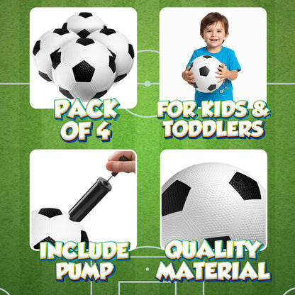 Size 3 Soccer Balls for Toddlers & Kids (4 Pack) - PVC Youth Soccer Balls - Small Beginner Sports & Practice Playground Balls for Backyard, Recess, School, Indoor or Outdoor with Pump