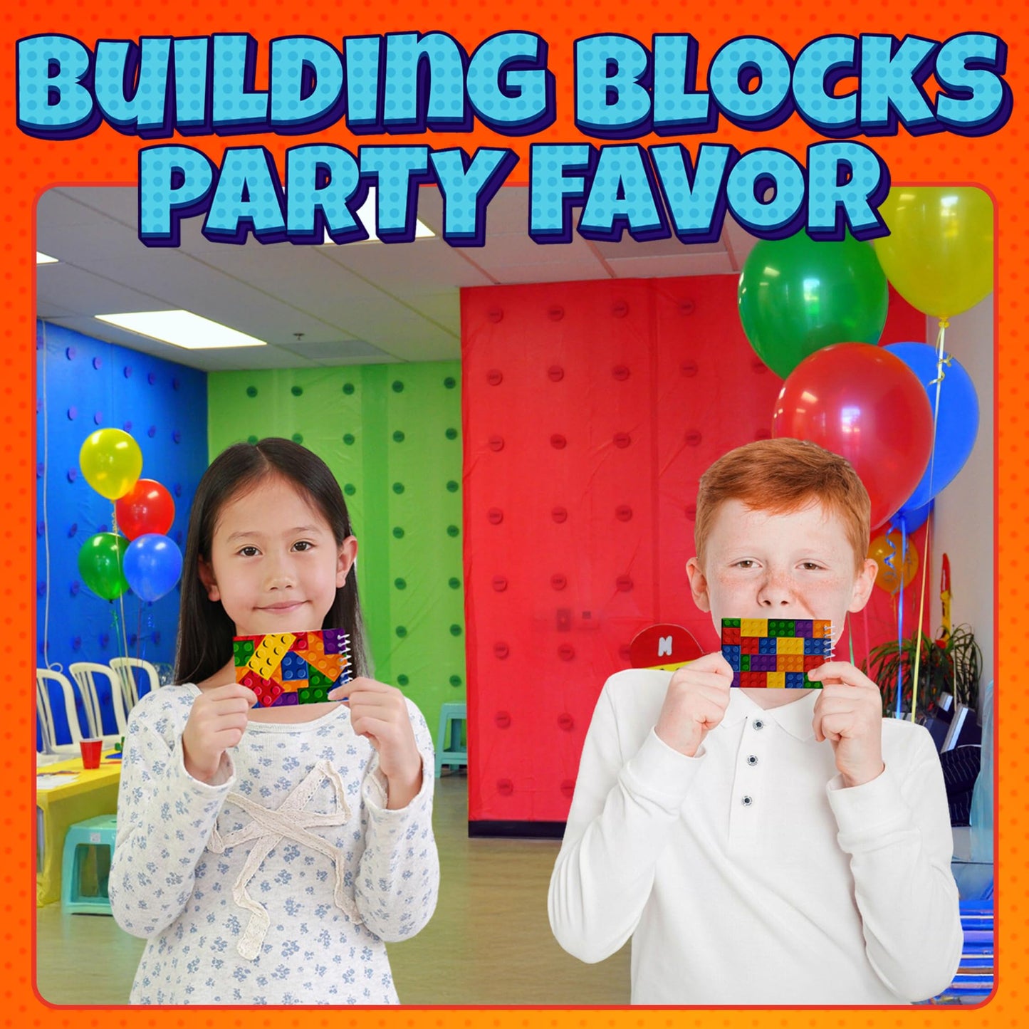 Bedwina Mini Building Block Notebooks (Bulk of 32) Spiral Notepads In Assorted Brick Styles, In Kids Pocket Size, For Birthday Party Favors, Goodie Bag Stuffers, Children Classroom Rewards