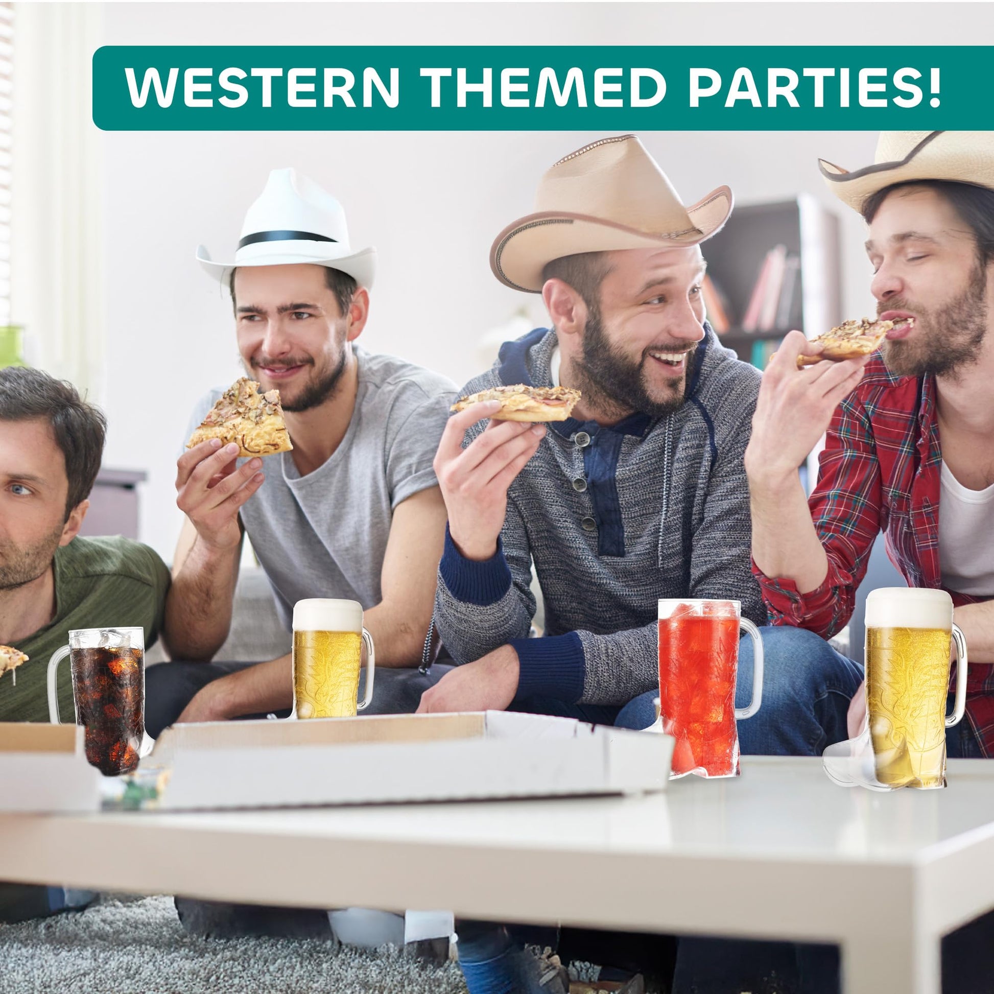 JoyServe Cowboy Boot Cups - (Bulk Pack of 72) 17oz Drink Mugs, Reusable BPA-Free Plastic Mug, for Western Themed Rodeo Birthday Party Decorations and Supplies