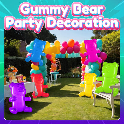 Bedwina 24" Inflatable Gummy Bears (Pack of 6) Huge Blow Up Pool Toys, Fun Photo Booth Props and Big Gummy Bear Decorations for Kids Birthday Parties and Themed Candy Land Party Decor Supplies