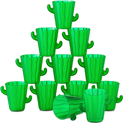 Cactus Plastic Shot Glasses - (Pack of 48) 2-Oz Shot Glasses Funny Cute Novelty Set for Bachelorette, Western, Cinco de Mayo, Tequila, Fiesta Themed Party Supplies, BPA-Free, Dishwasher-Safe, Green