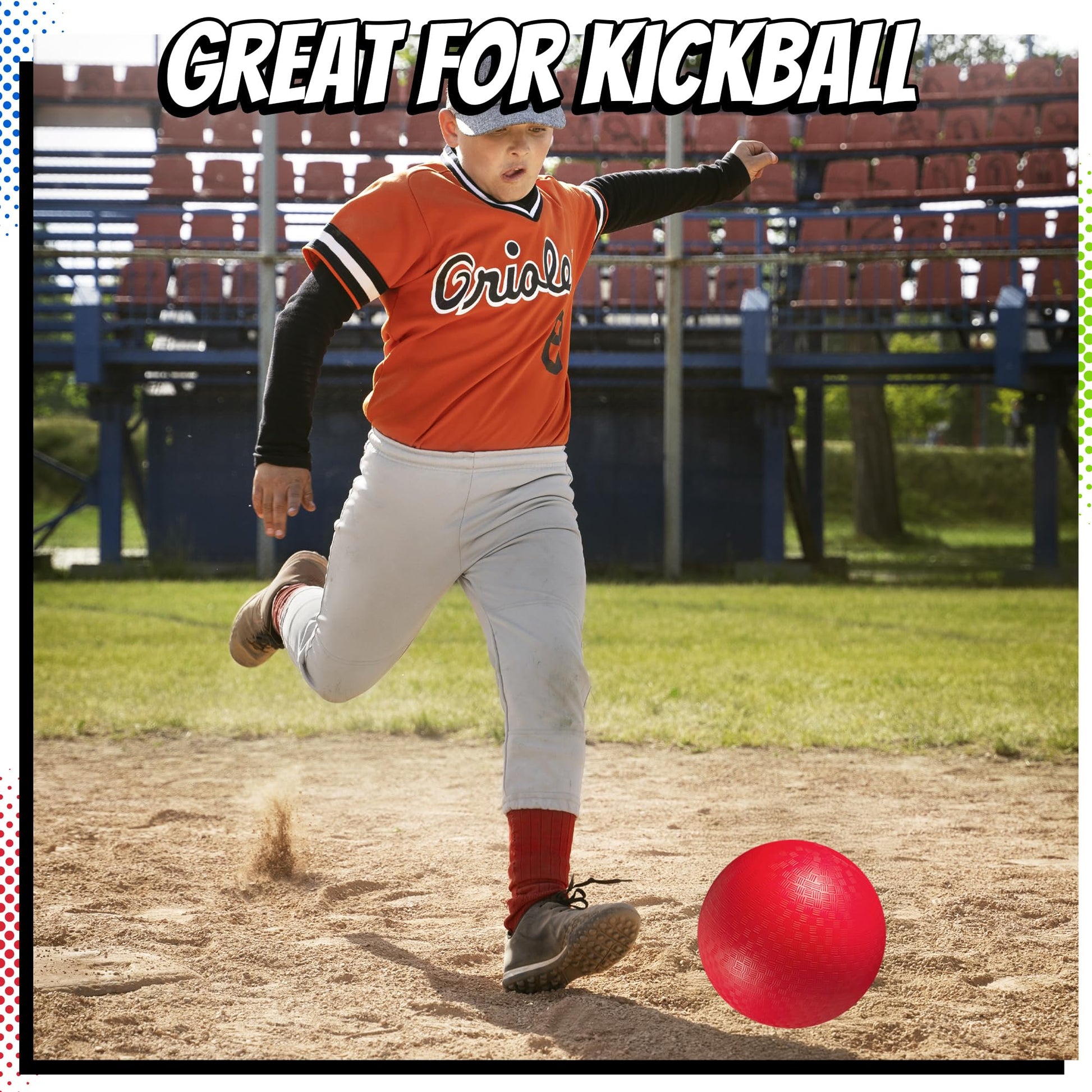 8.5 Inch Playground Balls Dodgeballs for Kids & Adults - (Pack of 6) Inflatable Rubber Indoor Outdoor Bouncy, Kickballs, Four Square and Handballs for School, Gym, Recess and More with Ball Pump