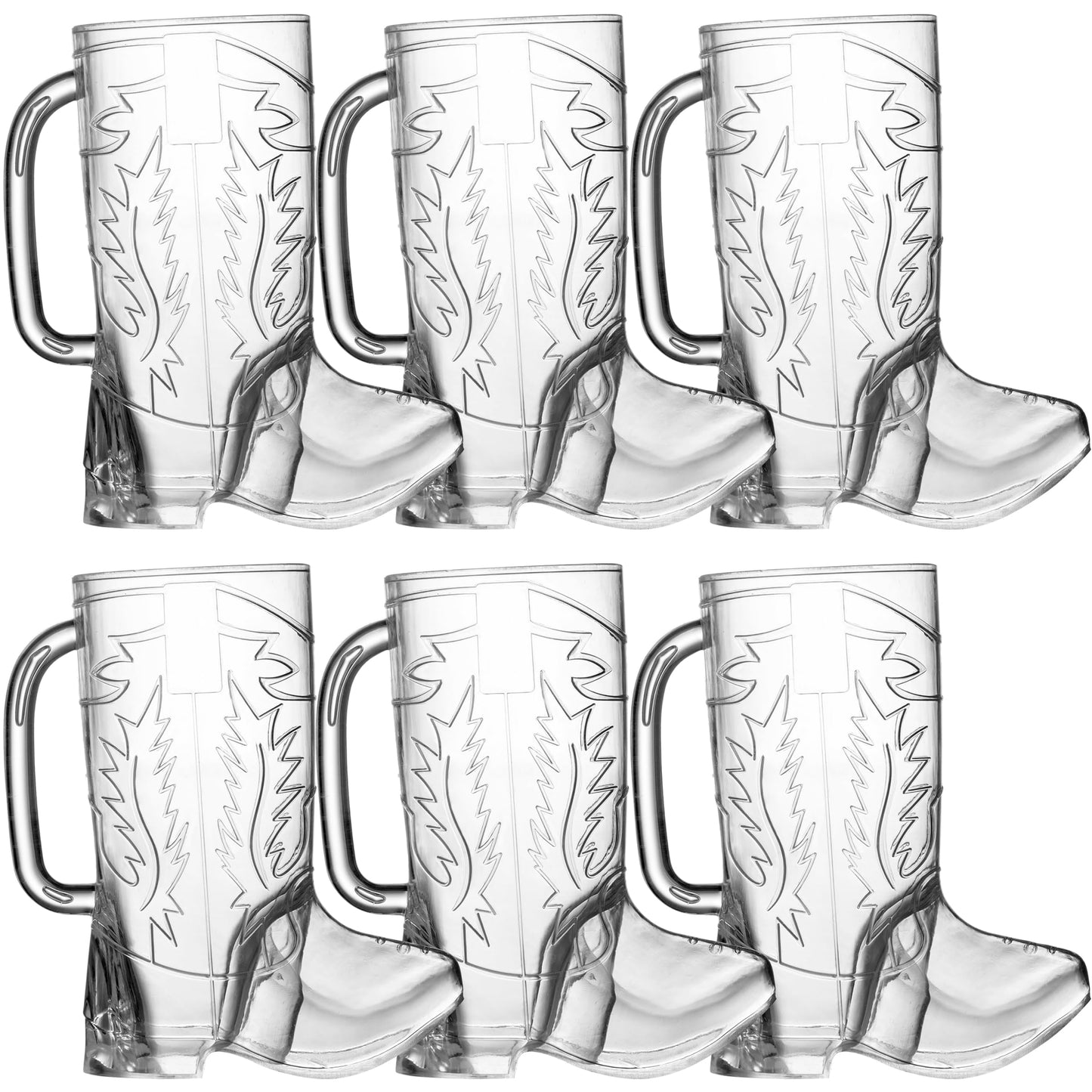 JoyServe Cowboy Boot Cups - (Bulk Pack of 12) 17oz Drink Mugs, Reusable BPA-Free Plastic Drinking Mug Cups for Kids, Western Themed Rodeo Birthday Party Decorations and Supplies