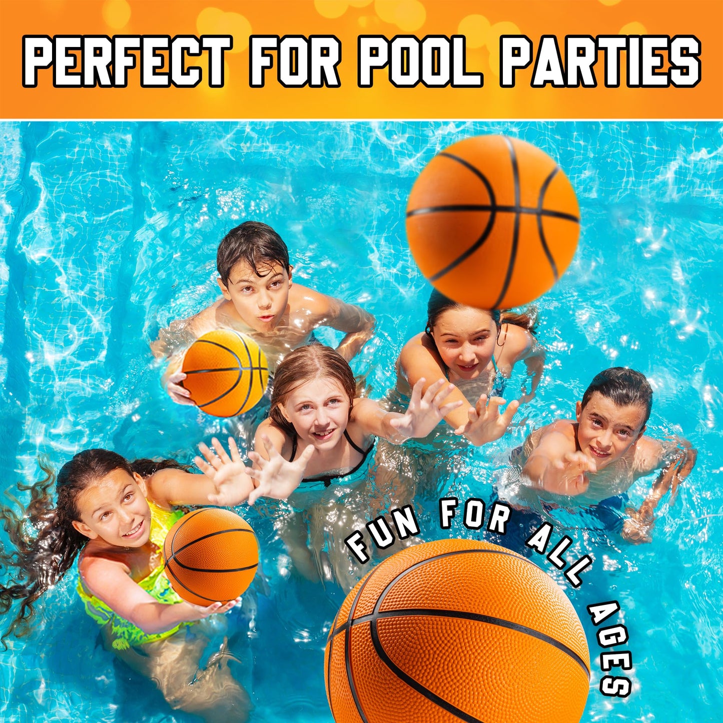 Bedwina Mini Basketball - 7 Inch, Size 3 (Pack of 4) - Mini Hoop Outdoor Set & Indoor for Small Basketball Hoops & Pool Parties - Kids Sports Party Favors