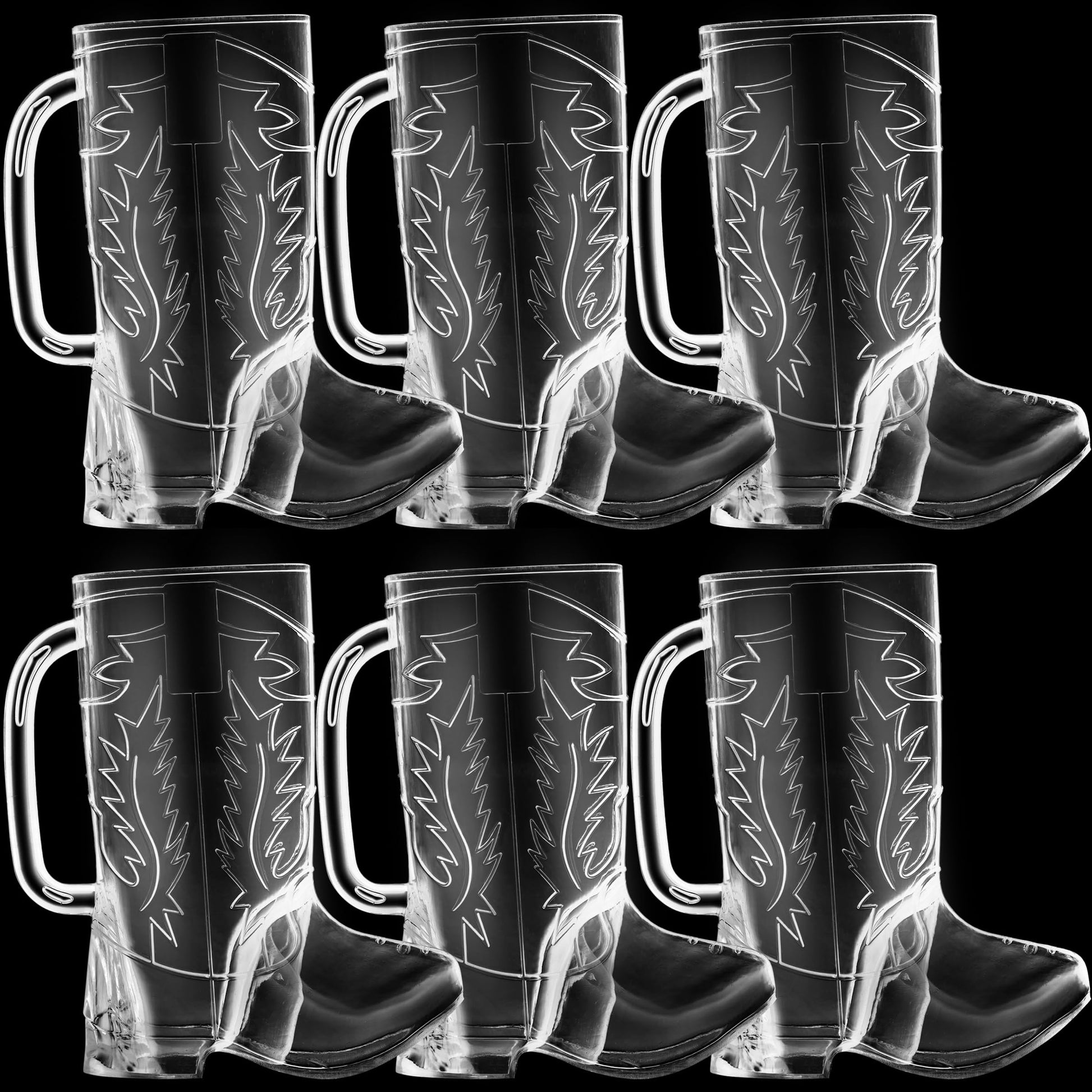 JoyServe Cowboy Boot Cups - (Bulk Pack of 12) 17oz Drink Mugs, Reusable BPA-Free Plastic Drinking Mug Cups for Kids, Western Themed Rodeo Birthday Party Decorations and Supplies