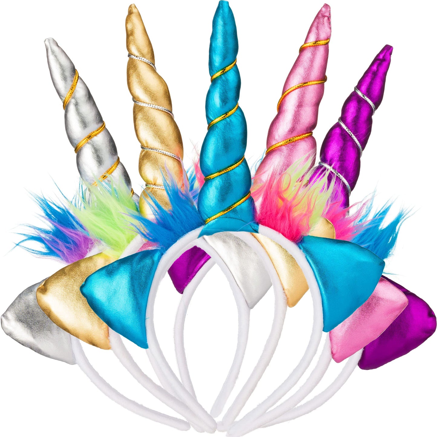 Unicorn Collection - Sparkly Flexible Unicorn Horns, Party Hats for Girls, Kids' Birthday Party Supplies (Pack of 12)