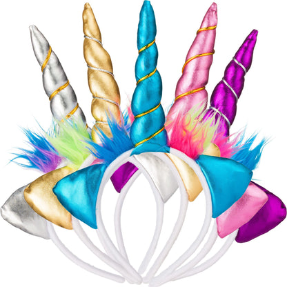 Unicorn Collection - Sparkly Flexible Unicorn Horns, Party Hats for Girls, Kids' Birthday Party Supplies (Pack of 12)