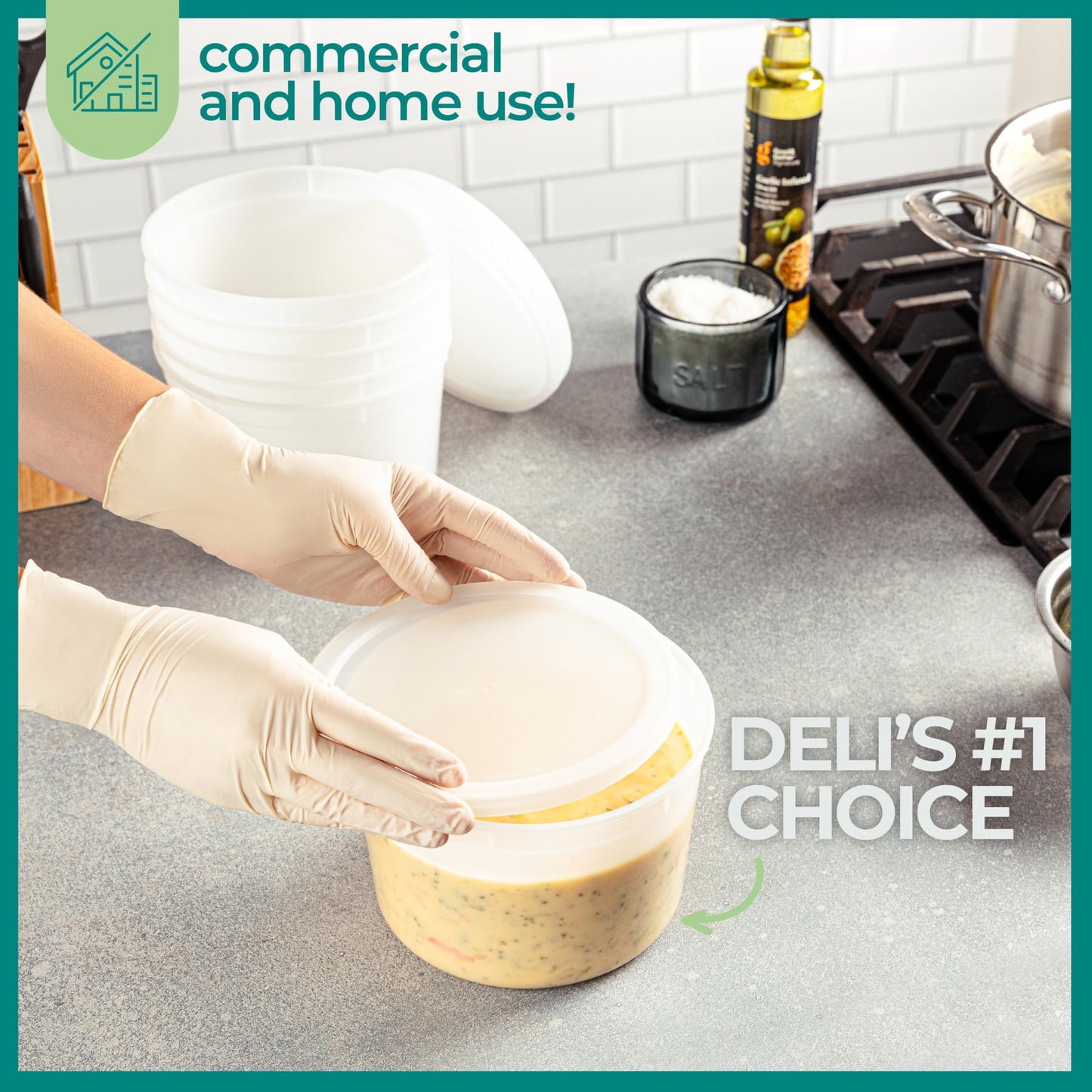 JoyServe 64 oz Food Storage Containers with Lids (Case Pack of 36 Sets), Half Gallon Round Plastic Deli Container with Leak-Proof Lid, BPA-Free, Freezer, Dishwasher & Microwave Safe