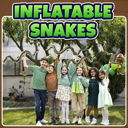 Inflatable Snakes (3 Pack) - 39 Inch Blow Up Fake Snake Decorations for Pool Toys, Jungle Party, Safari Theme, Halloween Props & Fun Kids Party Supplies