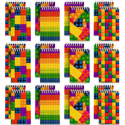 Mini Building Block Notebooks (Bulk of 64) Spiral Notepads In Assorted Brick Styles, Mini Notebook For Kids Pocket Size, For Birthday Party Favors, Goodie Bag Stuffers, Children Classroom Rewards