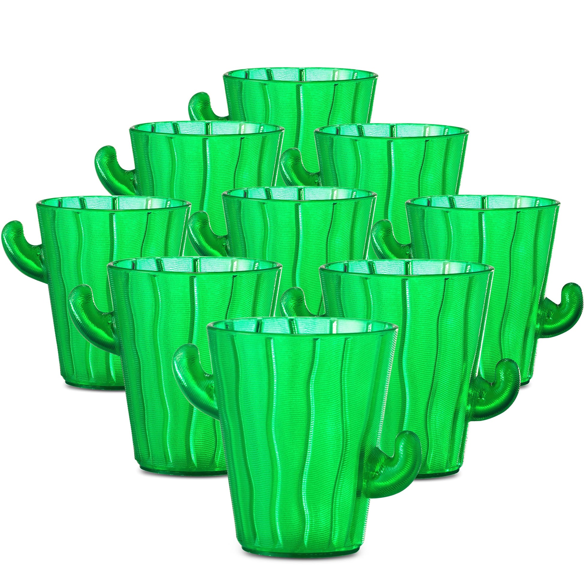 Cactus Plastic Shot Glasses - (Pack of 48) 2-Oz Shot Glasses Funny Cute Novelty Set for Bachelorette, Western, Cinco de Mayo, Tequila, Fiesta Themed Party Supplies, BPA-Free, Dishwasher-Safe, Green