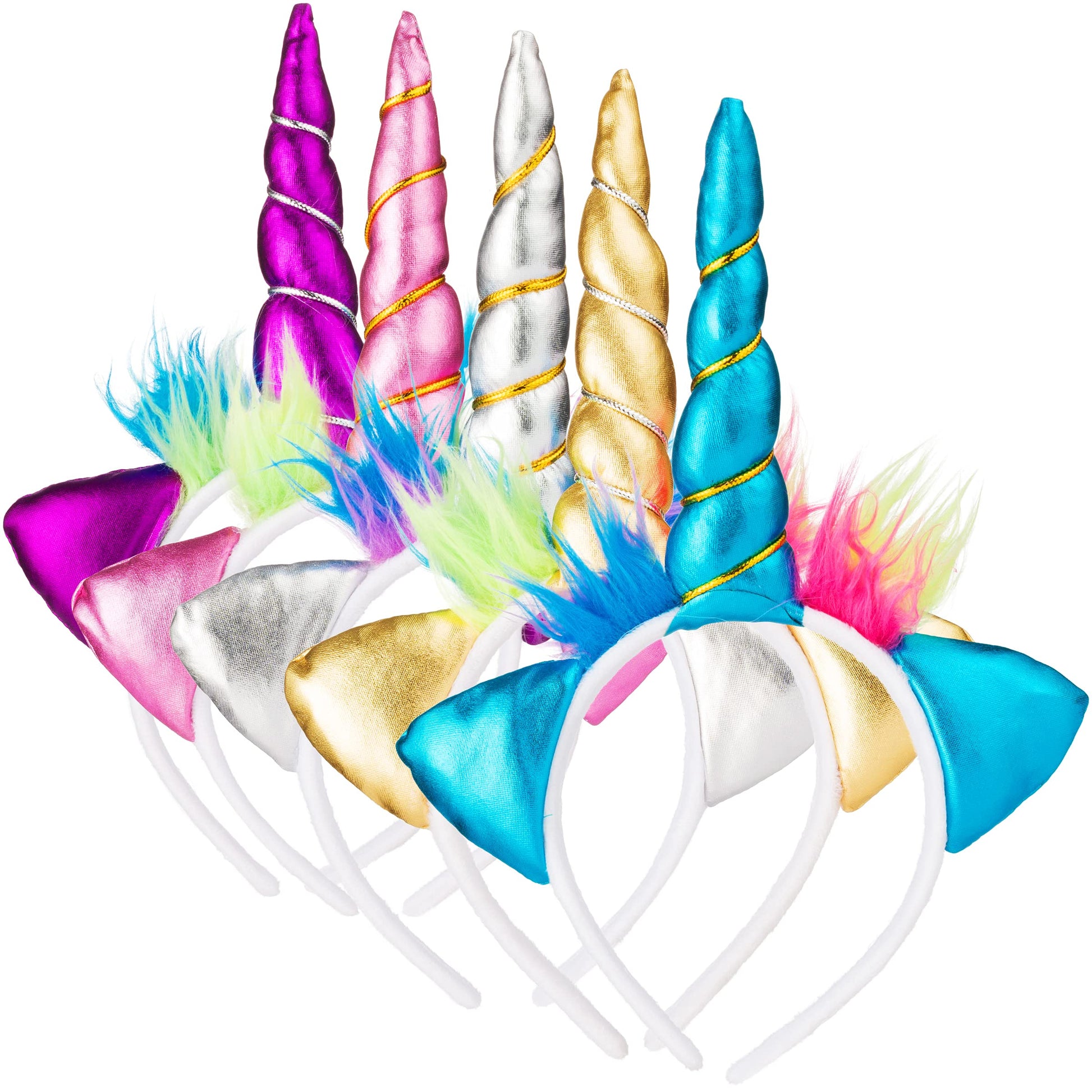 Unicorn Collection - Sparkly Flexible Unicorn Horns, Party Hats for Girls, Kids' Birthday Party Supplies (Pack of 12)
