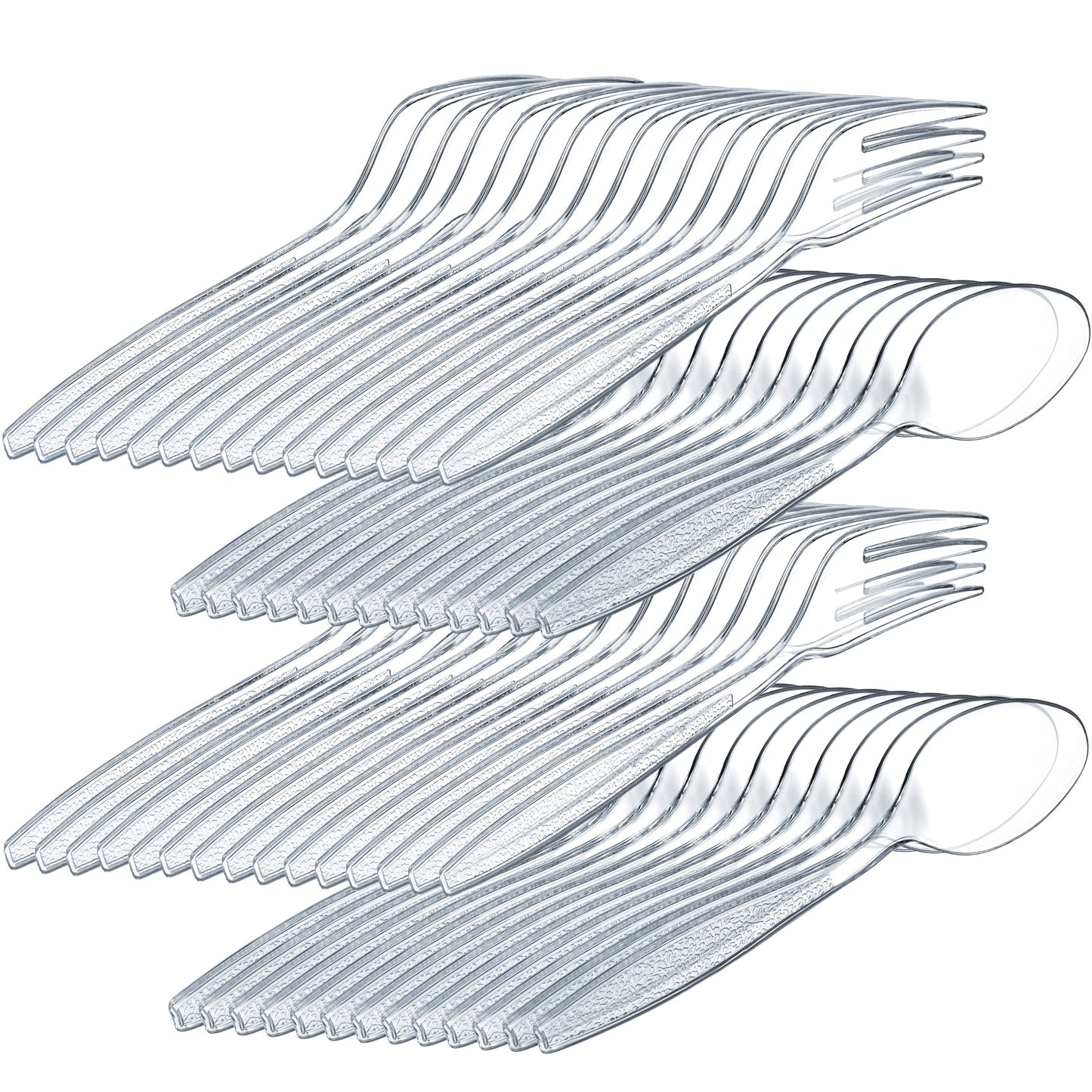 Plastic Forks and Spoons Set - (Bulk Pack 360 Pcs) Clear Plastic Cutlery Utensils Heavy Duty, 180 Forks and 180 Spoons, Silverware Sets for Party Supplies, Dinners, Take-Out, Catering, Food Services