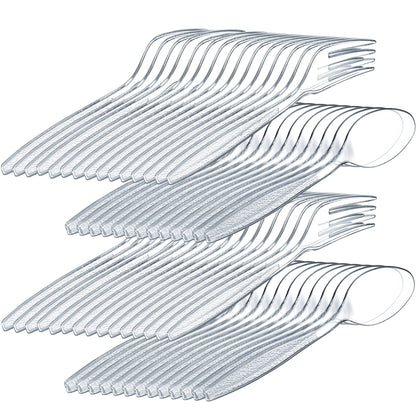 Plastic Forks and Spoons Set - (Bulk Pack 360 Pcs) Clear Plastic Cutlery Utensils Heavy Duty, 180 Forks and 180 Spoons, Silverware Sets for Party Supplies, Dinners, Take-Out, Catering, Food Services