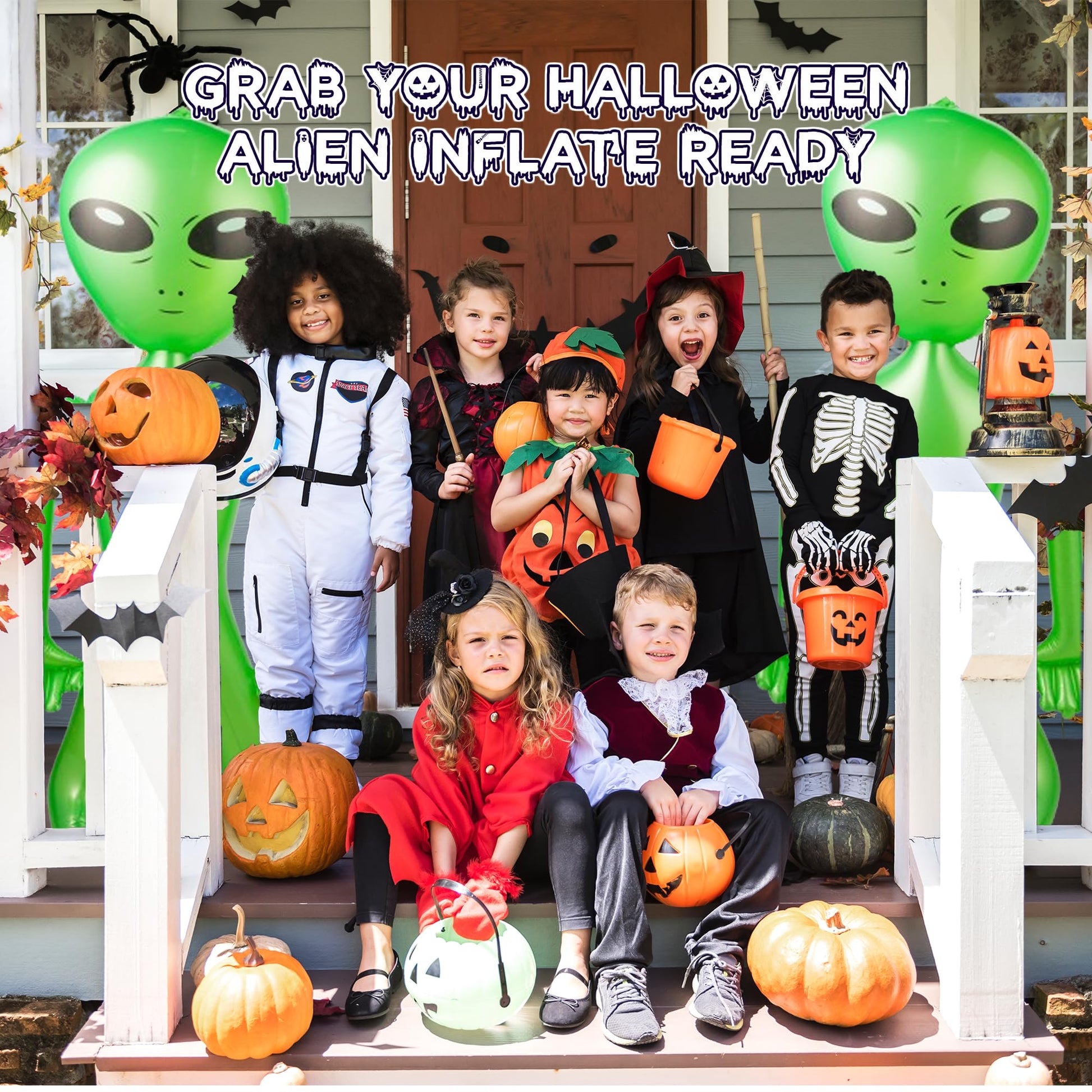 60 Inch (5 Feet) Giant Alien Inflatable - Pack of 6 - Jumbo Green Alien, for Game Prize, Alien Halloween Decorations Theme Party Favors Photo Prep & Decorations
