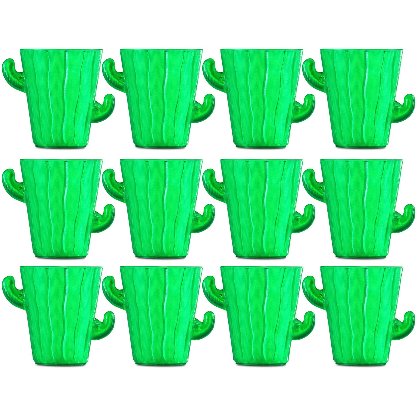 Cactus Plastic Shot Glasses - (Pack of 12) 2-Oz Shot Glasses Funny Cute Novelty Set for Bachelorette, Western, Cinco de Mayo, Tequila, Fiesta Themed Party Supplies, BPA-Free, Dishwasher-Safe, Green
