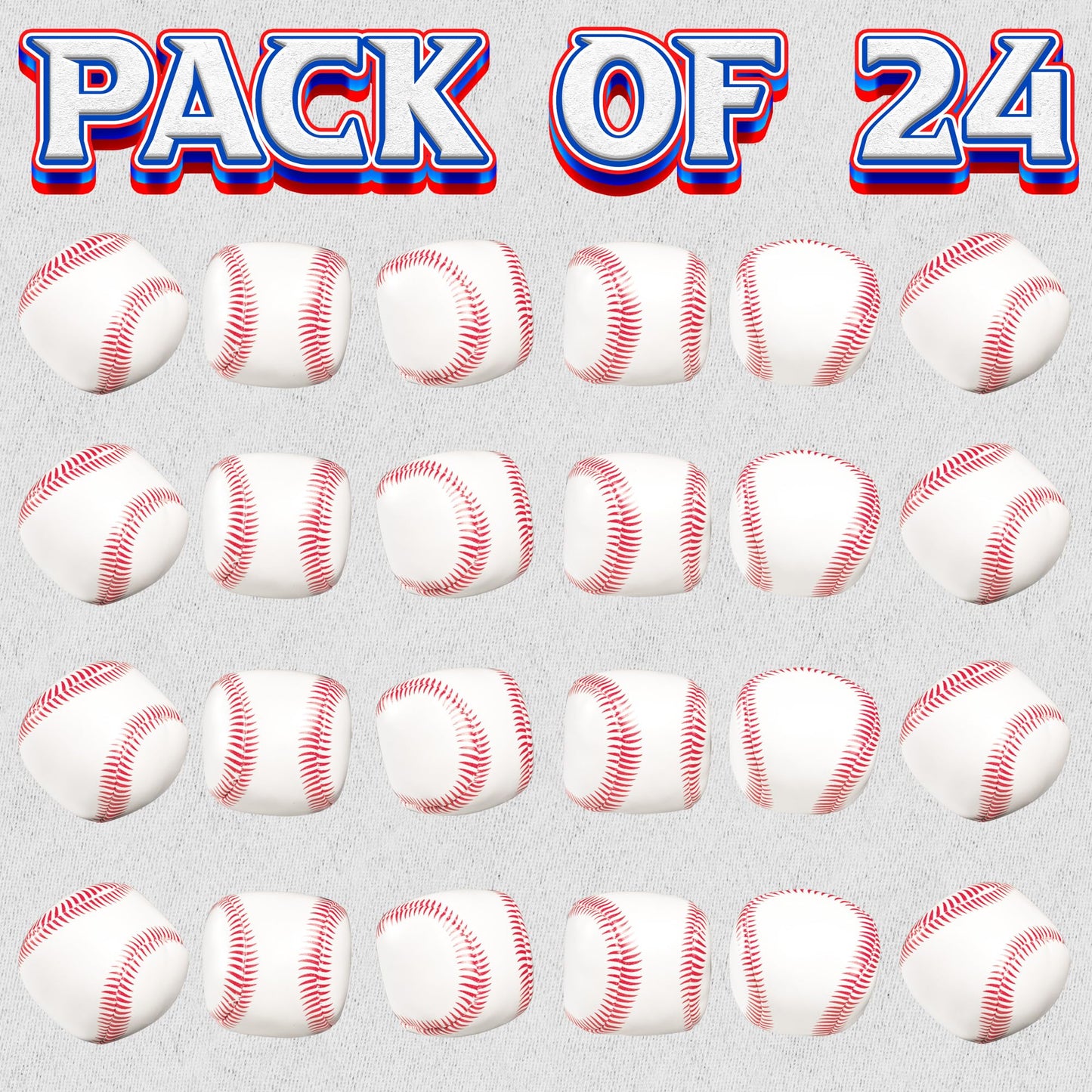 Bedwina Baseball Stress Balls - (24 Pack Bulk) Soft Foam 2" Squeeze Balls for Kids & Adults - Baseball Toys for Goodie Bags and Party Favors, Sports Theme Game Prizes & Stress Relief