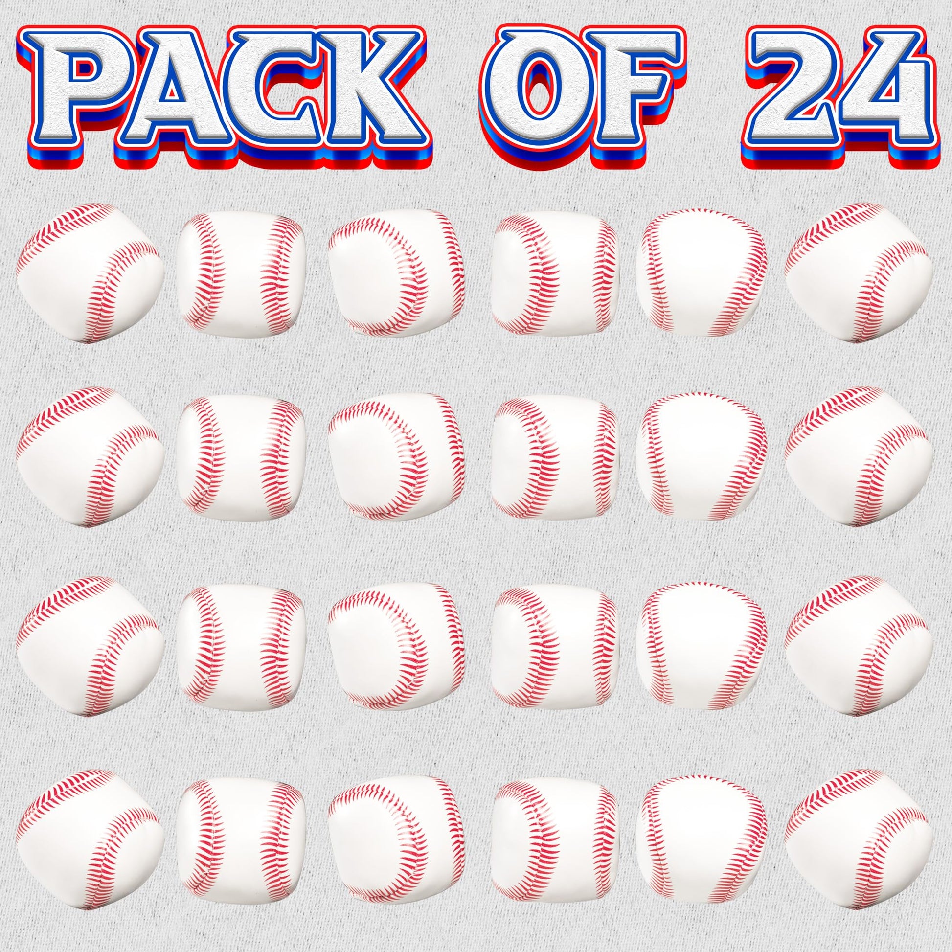 Bedwina Baseball Stress Balls - (24 Pack Bulk) Soft Foam 2" Squeeze Balls for Kids & Adults - Baseball Toys for Goodie Bags and Party Favors, Sports Theme Game Prizes & Stress Relief