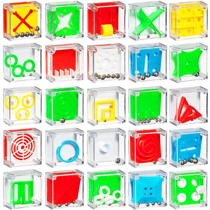 Bedwina Mini Cube Puzzle Box Set - Pack of 24 Balance IQ Party Favor Games for Kids, Teens and Adults, 1.5 Inch 3D Brain Teaser Maze Ball Toy Puzzles, Mini Ball Game for Kids in Bulk