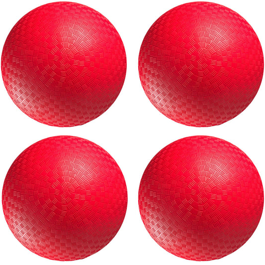 4-Pack Playground Balls Bulk - 8.5 Inch Red Rubber Kickball Bouncy Inflatable Balls for Kids & Adults w/Hand Pump, Indoor & Outdoor Games, Kickballs, Dodgeball, Four Square, and More