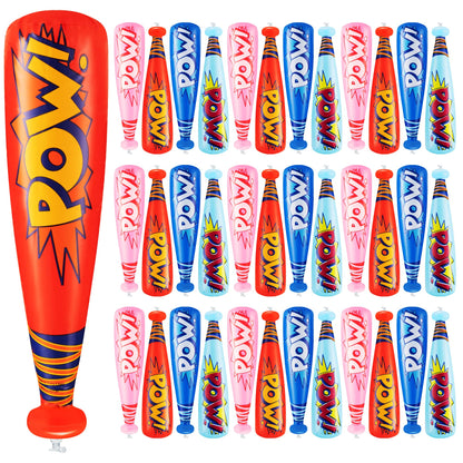 Bedwina Pow Inflatable Baseball Bat - (Pack of 36) Oversized 20 Inch Inflatable Toy Bat, Carnival Prizes, Baseball Party Favors Goodie Bag Stuffers, Decorations Party Prizes for Kids