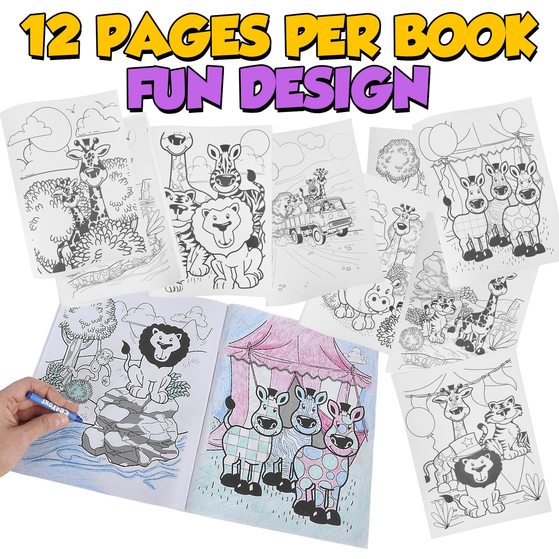 72Pcs Zoo Animal Coloring Books Bulk for Kids - 9"x11" Animal Party Favors with Jungle Safari Animals and Activity Sheets for Goodie Bags, Classrooms and Themed Birthday Supplies (Pack of 72)