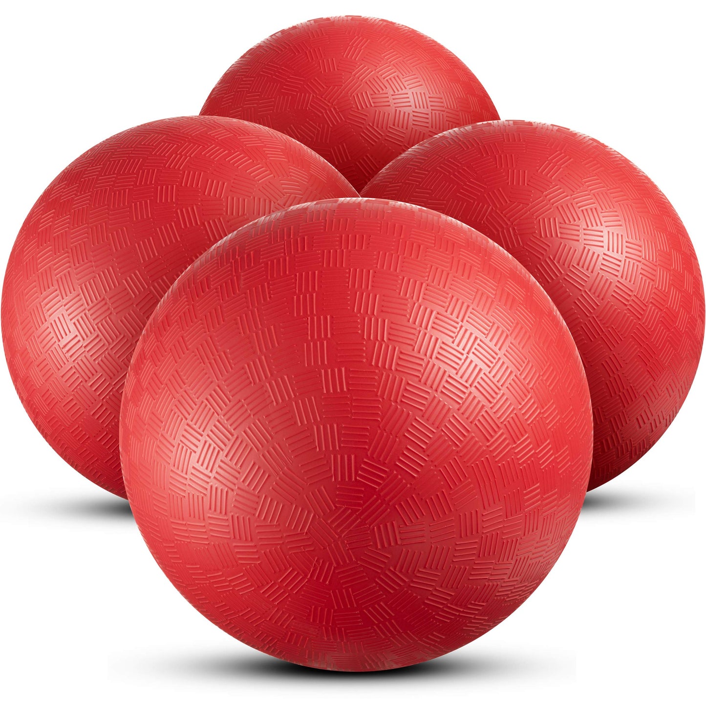 Bedwina Playground Balls Bulk - 8.5 Inch (Pack of 4) Red Rubber Bouncy Inflatable Balls, w/ Air Pump, for Kids & Adults, Indoor & Outdoor Games, Kickballs, Dodgeball, Four Square, Dodge Ball, Handball