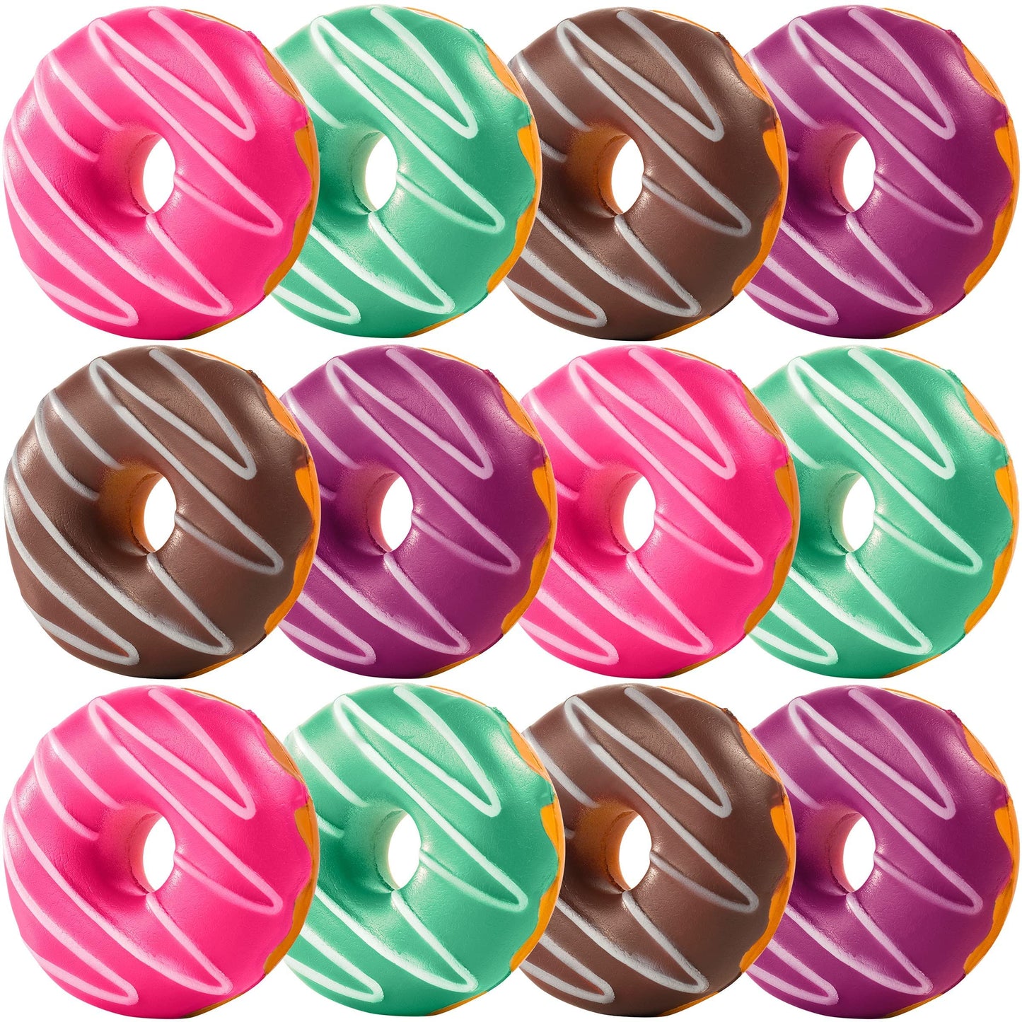 Donut Squishies Party Supplies (12 Pack ) 3 Inch Slow Rising Squishy Fake Donuts Squishy Toys Donuts for Kids, Squeeze Ball and Stress Relief, Great Donut Party Decorations and Birthday Party Favor