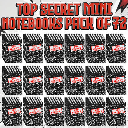 Bedwina Top Secret Mini Notebooks for Kids Party Favors - (Pack of 72) Spiral Small Notebook Pads for Murder Mystery Party Decor, Secret Agent Spy or Crime Detective Themed Parties, Goody Bag Notepads