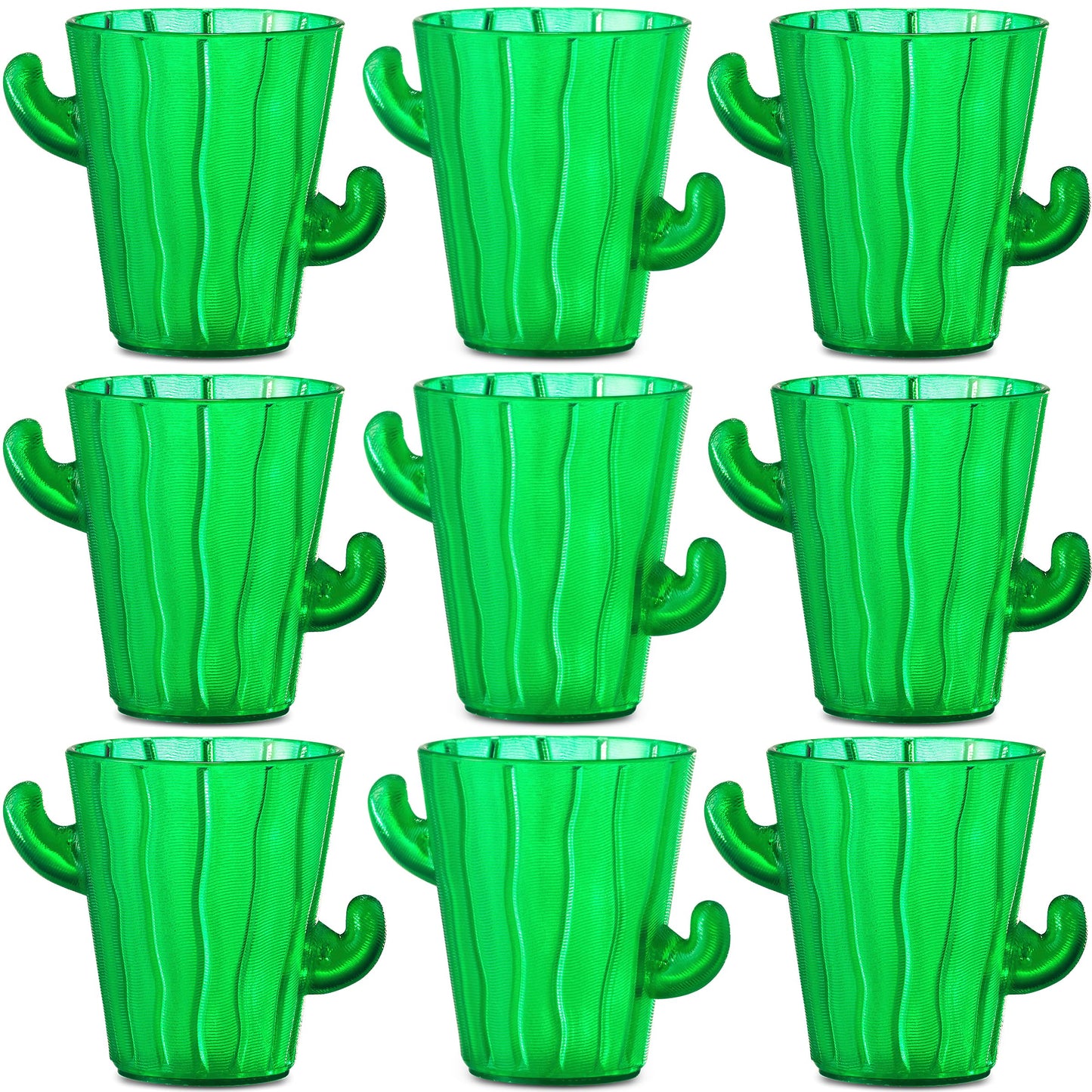 Cactus Plastic Shot Glasses - (Pack of 48) 2-Oz Shot Glasses Funny Cute Novelty Set for Bachelorette, Western, Cinco de Mayo, Tequila, Fiesta Themed Party Supplies, BPA-Free, Dishwasher-Safe, Green