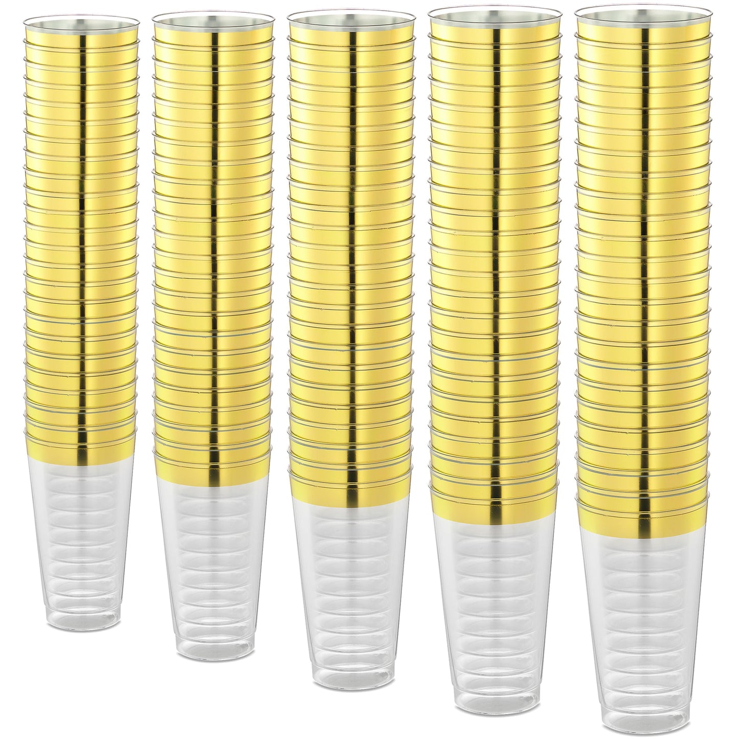 JoyServe 16 Oz Gold Clear Plastic Cups - (72 Count) Elegant Disposable Plastic Cups for Party, Gold Rimmed Fancy Tumblers for Drinks, Cocktail Parties, Birthdays, Baby Showers, Weddings and Events