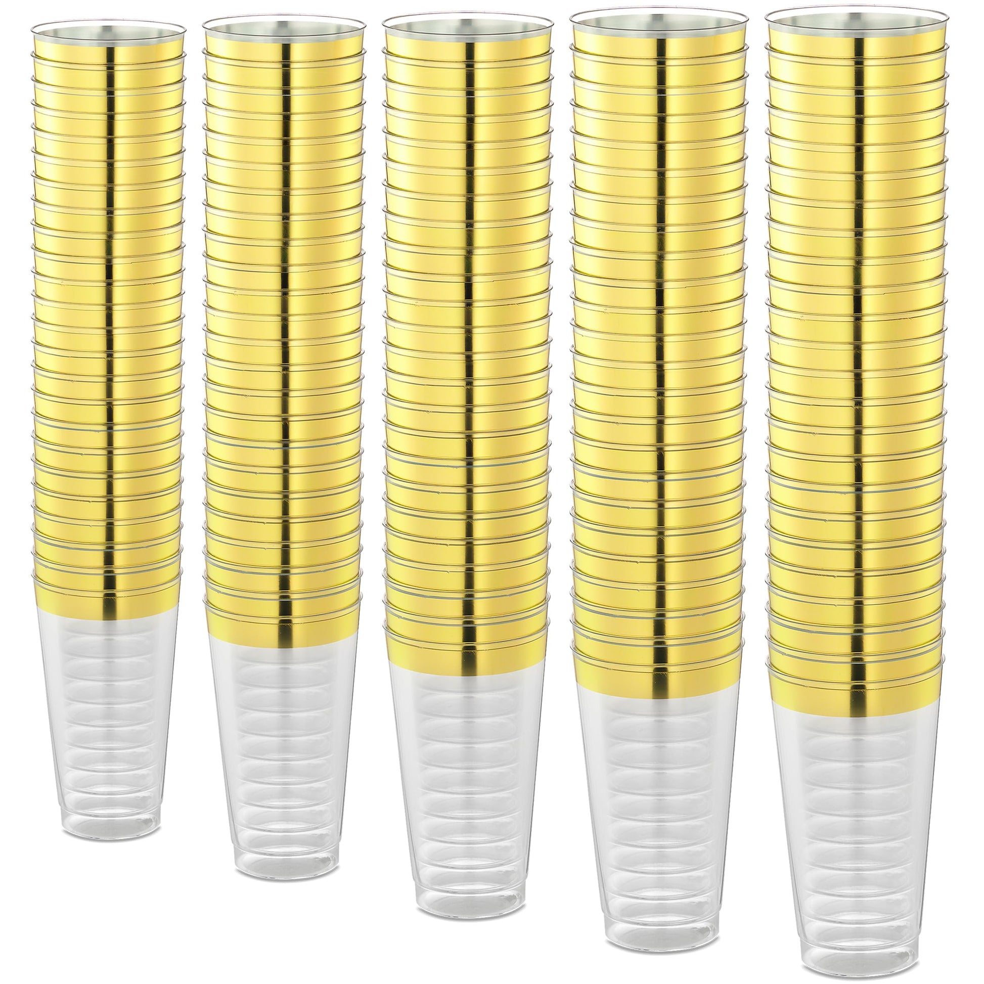 JoyServe 16 Oz Gold Clear Plastic Cups - (72 Count) Elegant Disposable Plastic Cups for Party, Gold Rimmed Fancy Tumblers for Drinks, Cocktail Parties, Birthdays, Baby Showers, Weddings and Events