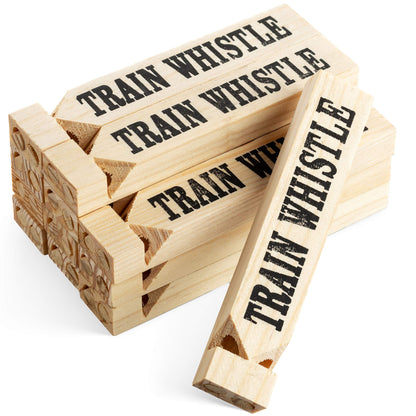 Wooden Train Whistles (Pack of 48) - Wood Train Whistle for Kids, Train Party Favors, Theme Birthday Decorations, Noisemakers, Goodie Bag Filler, Small Game Prizes, Stocking Stuffers